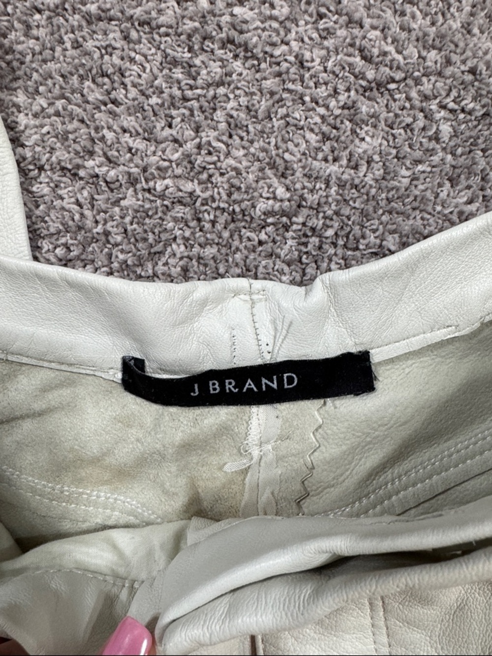 J Brand Off-White Leather Pants - Straight Leg - Picture 2 of 3